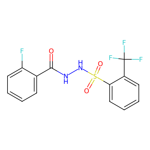 2-fluoro-N'-[2-(trifluoromethyl)benzenesulfonyl]benzohydrazide structure