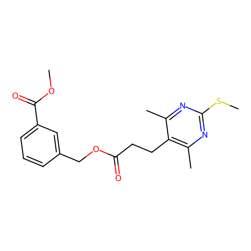 methyl 3-[({3-[4,6-dimethyl-2-(methylsulfanyl)pyrimidin-5-yl]propanoyl}oxy)methyl]benzoate structure