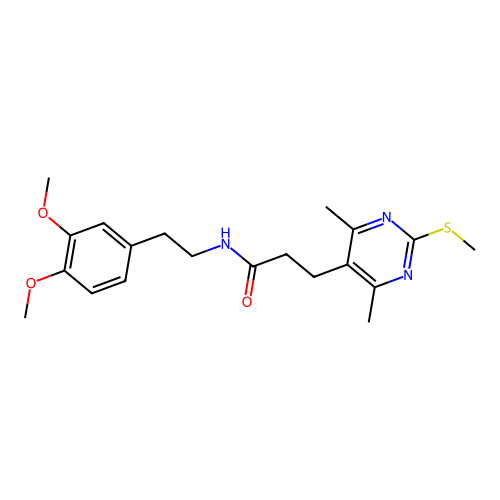 N-[2-(3,4-dimethoxyphenyl)ethyl]-3-(4,6-dimethyl-2-methylsulfanylpyrimidin-5-yl)propanamide structure
