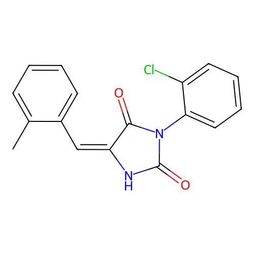 2,4-Imidazolidinedione, 3-(2-chlorophenyl)-5-(2-methylphenylmethylene)- structure