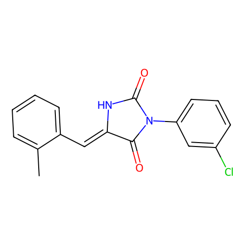 2,4-Imidazolidinedione, 3-(3-chlorophenyl)-5-(2-methylphenylmethylene)- structure