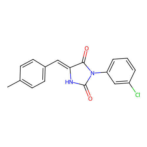 2,4-Imidazolidinedione, 3-(3-chlorophenyl)-5-(4-methylphenylmethylene)- structure