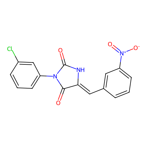 2,4-Imidazolidinedione, 3-(3-chlorophenyl)-5-(3-nitrophenylmethylene)- structure
