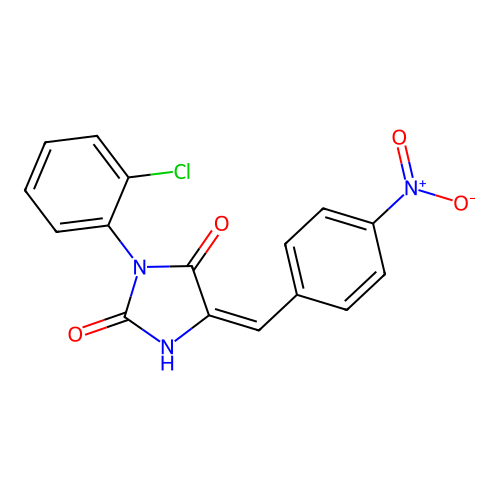 2,4-Imidazolidinedione, 3-(2-chlorophenyl)-5-(4-nitrophenylmethylene)- structure
