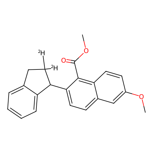 1-Naphthalenecarboxylic acid, 2-(2,3-dihydro-2-d-1H-inden-1-yl-2-d)-6-methoxy-, methyl ester structure