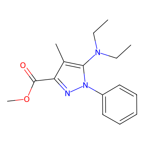 Methyl 5-(diethylamino)-4-methyl-1-phenylpyrazole-3-carboxylate structure