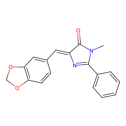 (5Z)-5-(1,3-benzodioxol-5-ylmethylidene)-3-methyl-2-phenylimidazol-4-one structure