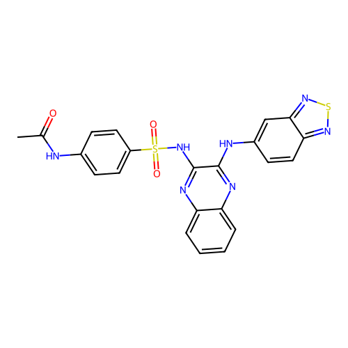 N-(4-(N-(3-(benzo[c][1,2,5]thiadiazol-5-ylamino)quinoxalin-2-yl)sulfamoyl)phenyl)acetamide structure