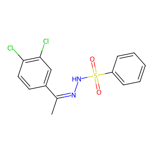 N-[1-(3,4-dichlorophenyl)ethylideneamino]benzenesulfonamide structure