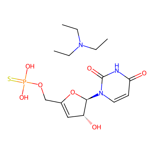 Triethylammonium uridine-3',5'-cyclic phosphorothioate structure