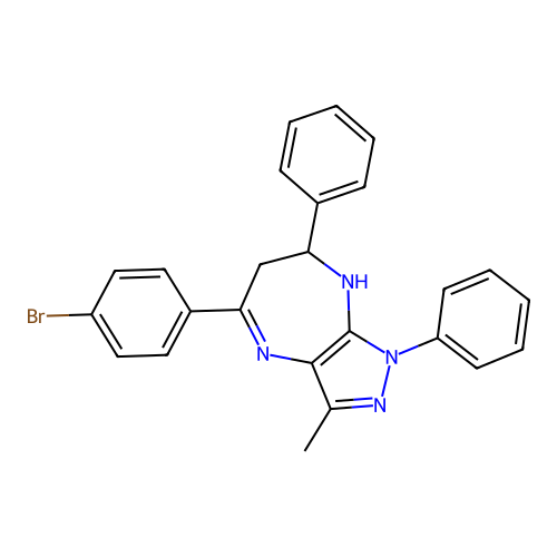5-(4-bromophenyl)-3-methyl-1,7-diphenyl-6,7-dihydro-2H-pyrazolo[3,4-b][1,4]diazepine structure