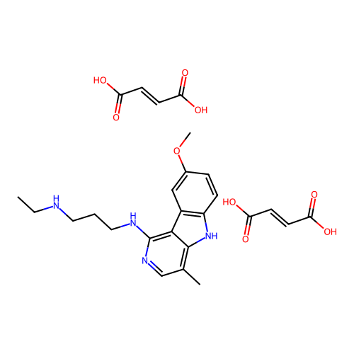 1,3-Propanediamine, N-ethyl-N'-(8-methoxy-4-methyl-5H-pyrido(4,3-b)indol-1-yl)-, (Z)-2-butenedioate (1:2) structure
