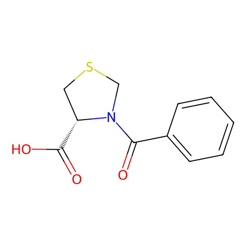 (4R)-3-benzoylthiazolidine-4-carboxylic acid structure