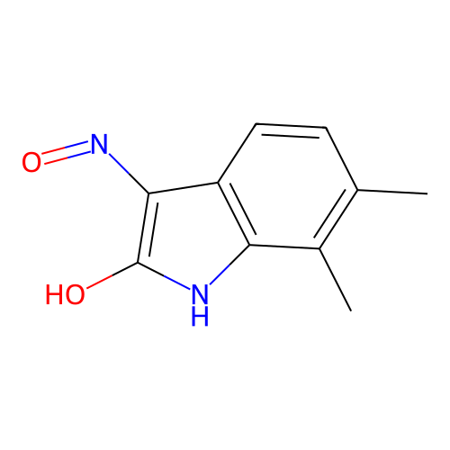 (3E)-3-(hydroxyimino)-6,7-dimethyl-1,3-dihydro-2H-indol-2-one structure
