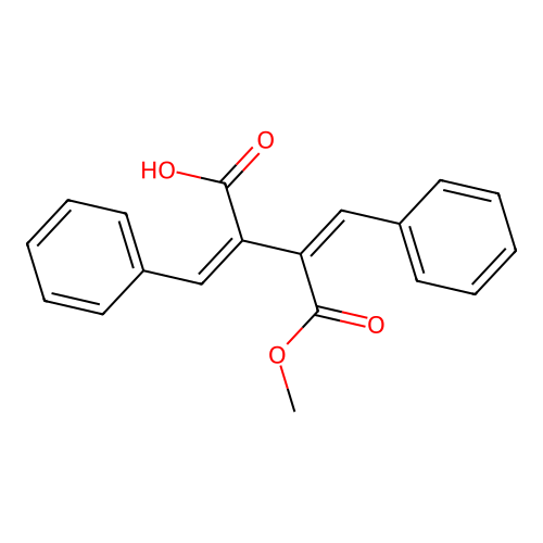 (3Z)-3-(methoxycarbonyl)-4-phenyl-2-(phenylmethylene)but-3-enoic acid structure