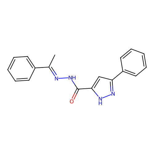 3-phenyl-N'-[(1E)-1-phenylethylidene]-1H-pyrazole-5-carbohydrazide structure