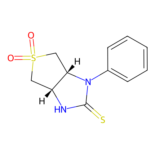 (3aS,6aR)-1-phenyltetrahydro-1H-thieno[3,4-d]imidazole-2(3H)-thione 5,5-dioxide structure