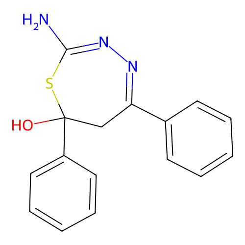 2-amino-5,7-diphenyl-6H-1,3,4-thiadiazepin-7-ol structure