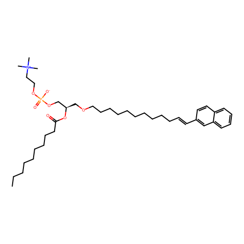 1-O-(12-(2-naphthyl)dodec-11-enyl)-2-O-decanoyl-sn-glycerol-3-phosphocholine structure