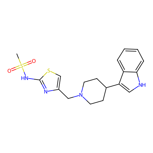 4-[4-(3-Indolyl)piperidinomethyl]-2-mesylaminothiazole structure