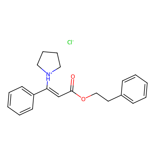 Cinnamic acid, beta-(1-pyrrolidinyl)phenethyl ester, hydrochloride structure