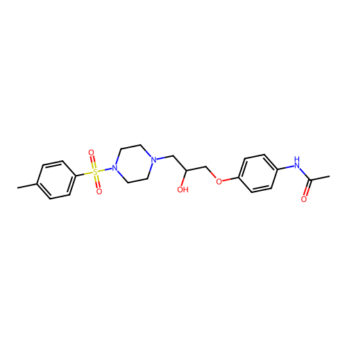 N-(4-(2-hydroxy-3-(4-tosylpiperazin-1-yl)propoxy)phenyl)acetamide structure