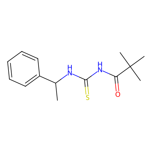 N-(2,2-dimethylpropanoyl)-N'-(1-phenylethyl)thiourea structure