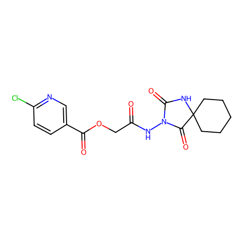 ({2,4-dioxo-1,3-diazaspiro[4.5]decan-3-yl}carbamoyl)methyl 6-chloropyridine-3-carboxylate structure