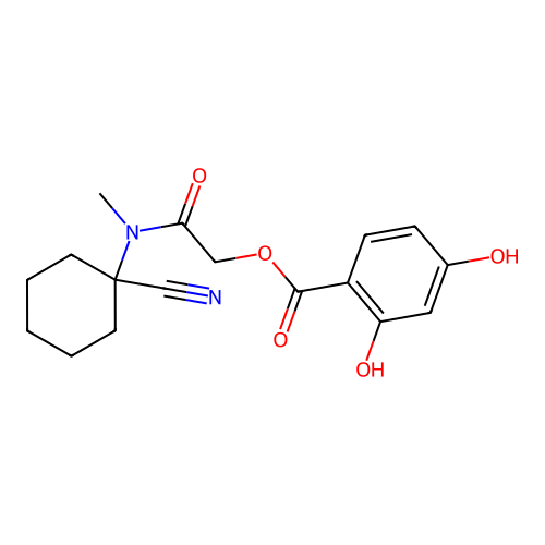 [(1-Cyanocyclohexyl)(methyl)carbamoyl]methyl 2,4-dihydroxybenzoate structure