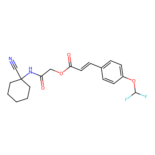 [2-[(1-cyanocyclohexyl)amino]-2-oxoethyl] (E)-3-[4-(difluoromethoxy)phenyl]prop-2-enoate structure