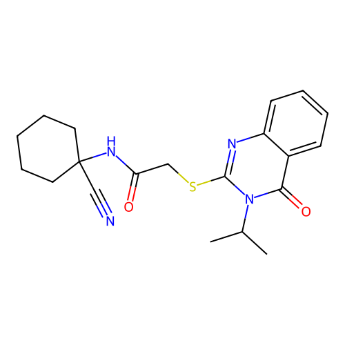 N-(1-cyanocyclohexyl)-2-(4-oxo-3-propan-2-ylquinazolin-2-yl)sulfanylacetamide structure