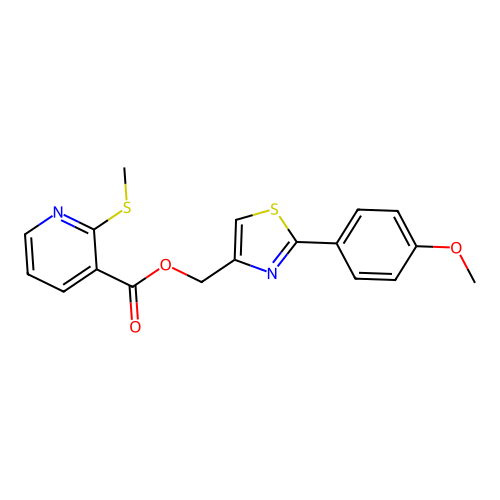 [2-(4-methoxyphenyl)-1,3-thiazol-4-yl]methyl 2-(methylsulfanyl)pyridine-3-carboxylate structure