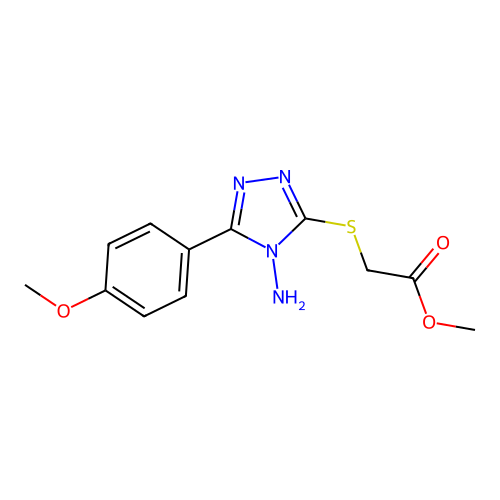 Methyl 2-[4-amino-5-(4-methoxyphenyl)-1,2,4-triazol-3-ylthio]acetate structure