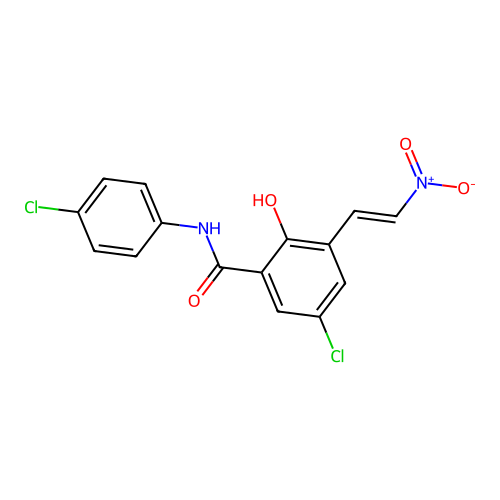 5-Chloro-N-(4-chlorophenyl)-2-hydroxy-3-((E)-2-nitroethenyl)benzamide structure