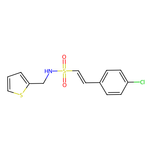 2-(4-chlorophenyl)-N-[(thiophen-2-yl)methyl]ethene-1-sulfonamide structure