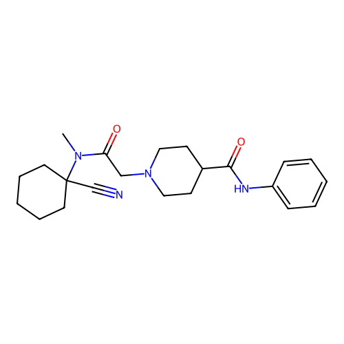 1-[[(1-cyanocyclohexyl)-methyl-carbamoyl]methyl]-N-phenyl-piperidine-4-carboxamide structure