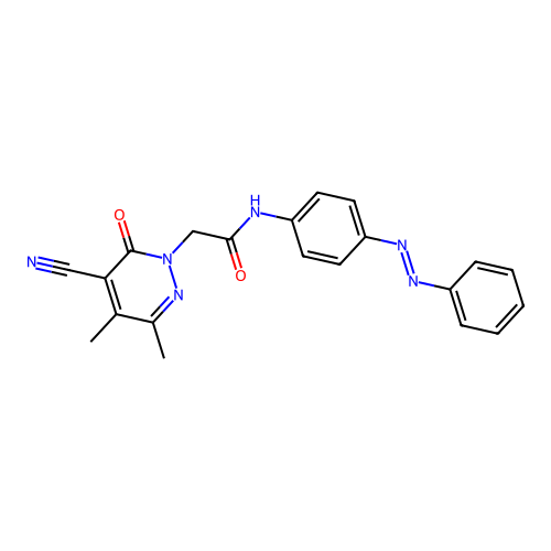 1(6H)-Pyridazineacetamide, 5-cyano-3,4-dimethyl-6-oxo-N-[4-(2-phenyldiazenyl)phenyl]- structure