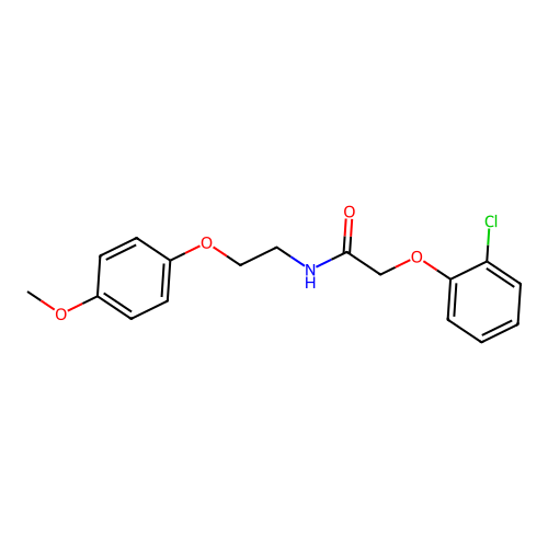 2-(2-chlorophenoxy)-N-[2-(4-methoxyphenoxy)ethyl]acetamide structure