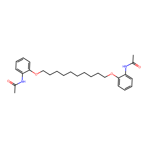 N-[2-({10-[2-(acetylamino)phenoxy]decyl}oxy)phenyl]acetamide structure