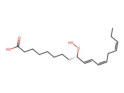 (9S)-9-hydroperoxyoctadeca-10,12,15-trienoic acid structure
