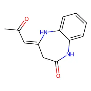 2H-1,5-Benzodiazepin-2-one, 1,3,4,5-tetrahydro-4-(2-oxopropylidene)- structure