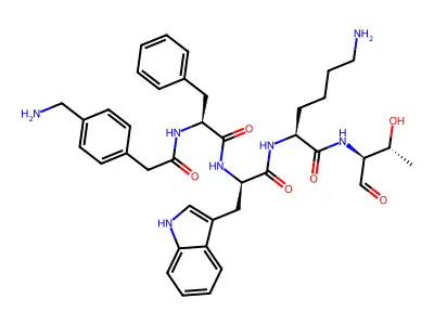 Cyclo(phenylalanyl-tryptophyl-lysyl-threonyl-4-(aminomethyl)phenylacetic acid) structure