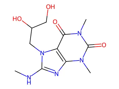 7-(2,3-Dihydroxypropyl)-8-methylaminotheophylline structure