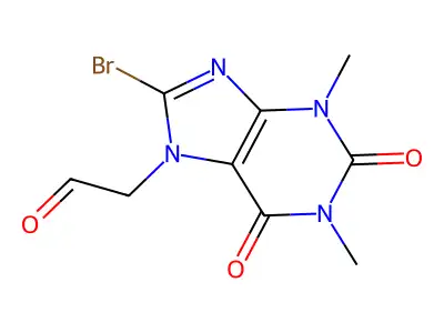7H-Purine-7-acetaldehyde, 1,2,3,6-tetrahydro-8-bromo-1,3-dimethyl-2,6-dioxo- structure