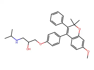 2-Propanol, 1-(4-(7-methoxy-2,2-dimethyl-3-phenyl-2H-1-benzopyran-4-yl)phenoxy)-3-((1-methylethyl)amino)-, hydrochloride structure