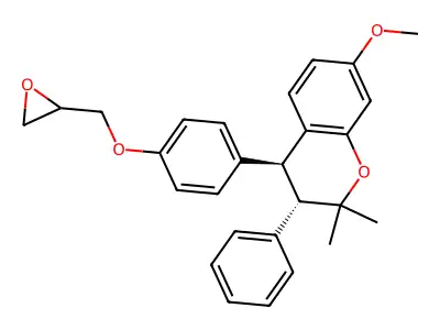 2H-1-Benzopyran, 3,4-dihydro-7-methoxy-2,2-dimethyl-4-(4-(oxiranylmethoxy)phenyl)-3-phenyl-, trans- structure