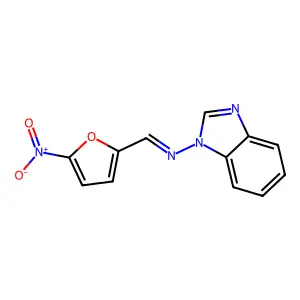 N-(benzimidazol-1-yl)-1-(5-nitrofuran-2-yl)methanimine structure