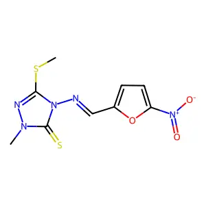 2-methyl-5-methylsulfanyl-4-[(5-nitrofuran-2-yl)methylideneamino]-1,2,4-triazole-3-thione structure