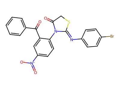 3-(2-Benzoyl-4-nitrophenyl)-2-((4-bromophenyl)imino)-4-thiazolidinone structure