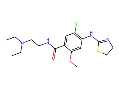 Benzamide, 5-chloro-N-(2-(diethylamino)ethyl)-4-((4,5-dihydro-2-thiazolyl)amino)-2-methoxy- structure